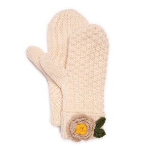 MUK LUKS Women's Mitten w/ Crochet Flower, Cream, OS - 1 of 2