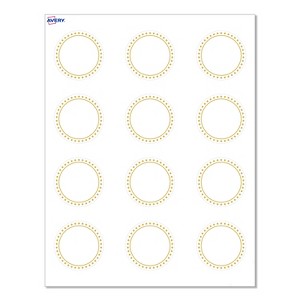 Avery® Cards, 2" Diameter, Gold Border w/ Gold Dots, 120ct - 1 of 4