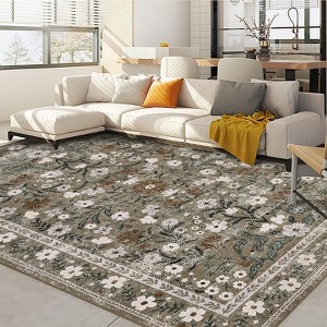COZONY Retro Area Rug with Mottled Floral Pattern, Durable Non-Shedding Low Pile Washable Carpet for Living Room, Bedroom & Home Decor - 1 of 4