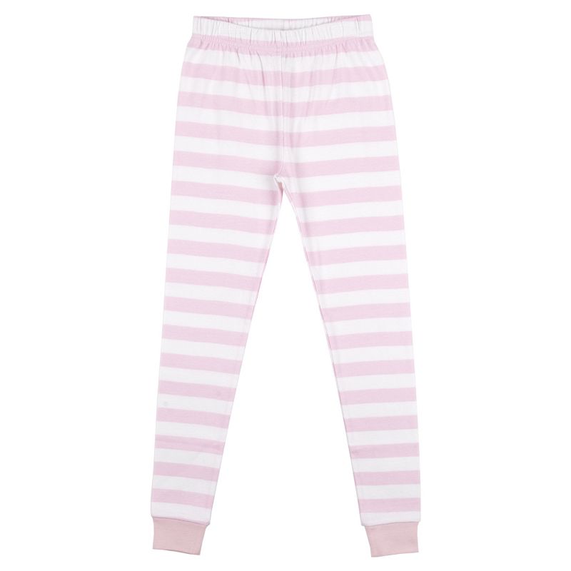 Rainbow Dreams Youth Girls Pink & White Striped Long Sleeve Shirt & Sleep Pants Set, 4 of 5