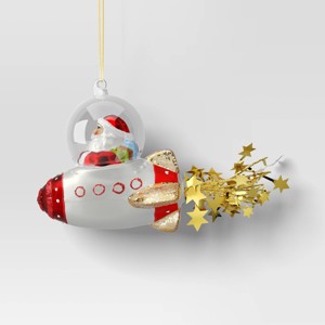 Christmas Glass Red Santa on Spaceship Ornament - Wondershop™ - 1 of 3