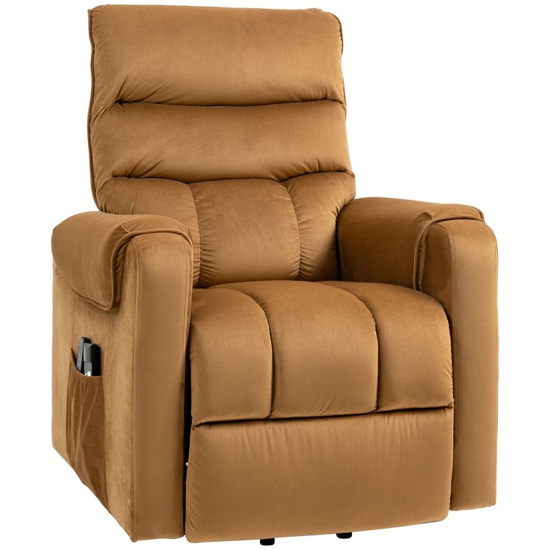HOMCOM Electric Power Lift Recliner, Velvet Touch Upholstered Vibration Massage Chair with Remote Controls & Side Storage Pocket, 4 of 7
