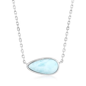 Ross-Simons Pear-Shaped Larimar Necklace in Sterling Silver Size 16 - 1 of 3
