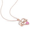 EVERLY JEWELRY | Rose Plated Sterling Silver 2 1/2 CT TGW Light Pink and White Cubic Zirconia Infinity Heart Pendant with Chain, 18 inc - 4 of 4