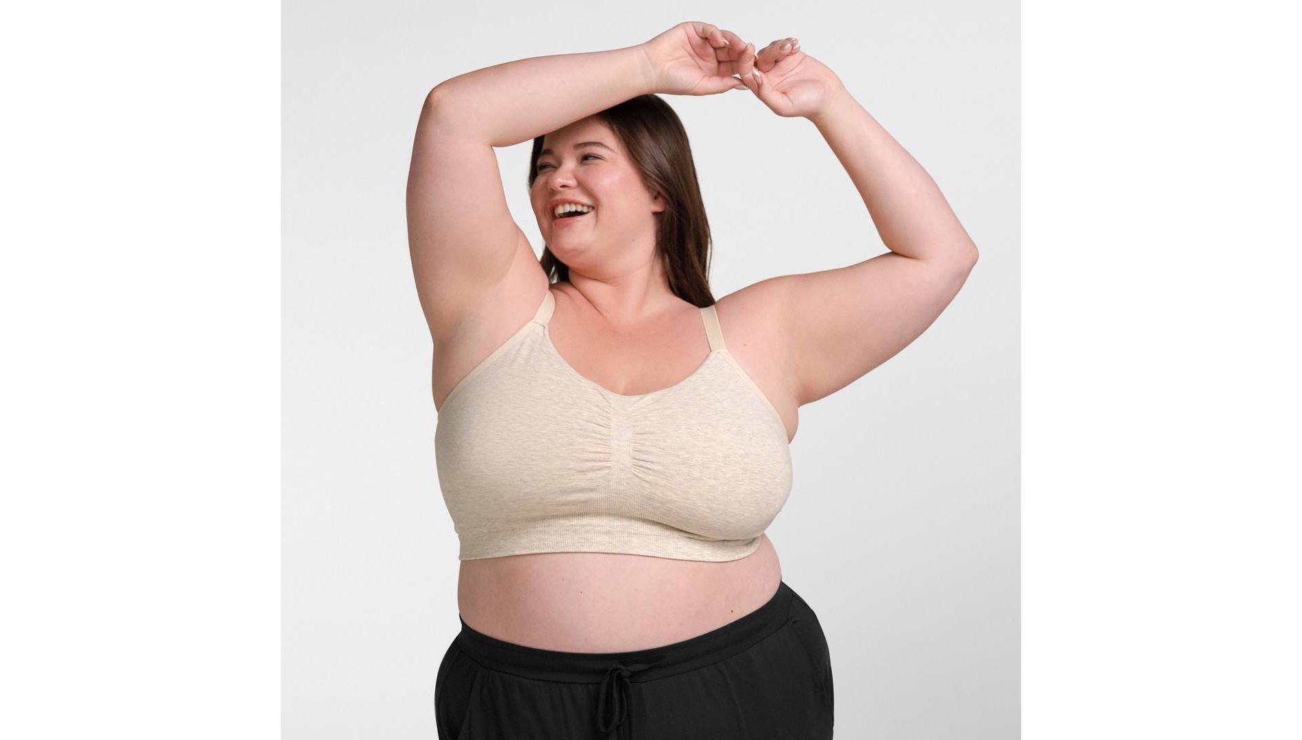 kindred by Kindred Bravely Women's Hands-Free Pumping Lounge & Sleep Bra - Oatmeal XL-Busty