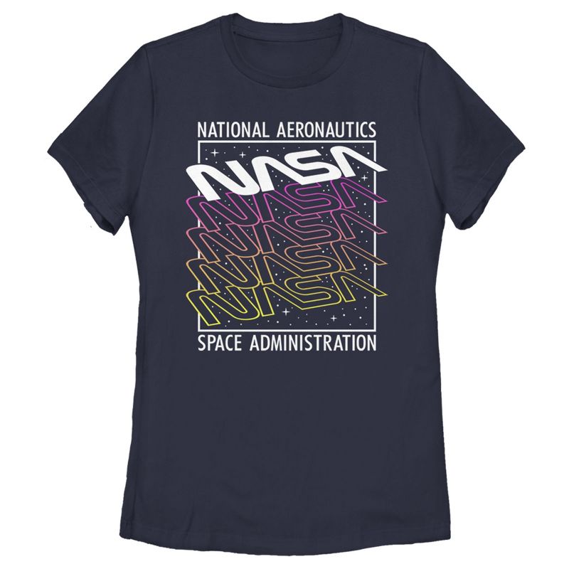 Women's NASA Logo Starry Repeat T-Shirt, 1 of 5