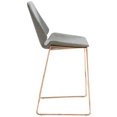 Masami Grey and Gold Saddle Style Counter Stool