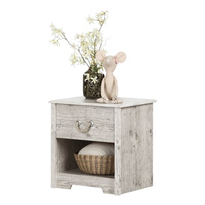 Seaside Pine Coastal Charm 1-Drawer Nightstand with Rope Handle