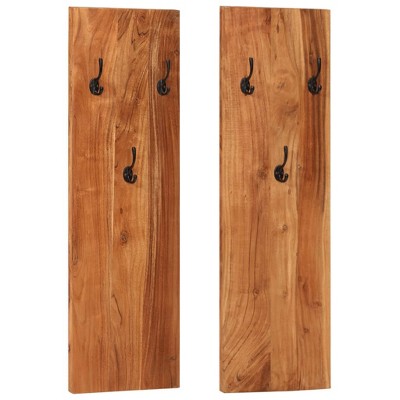 vidaXL Wall-mounted Coat Racks 2 pcs 14.2"x1.2"x43.3" Solid Acacia Wood