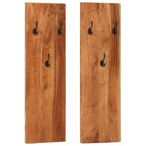 vidaXL Wall-mounted Coat Racks 2 pcs 14.2"x1.2"x43.3" Solid Acacia Wood - 1 of 4