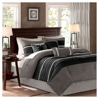 7pc California King Dakota Microsuede Comforter Set - Black/Gray