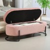 CAVINAS Modern Pull-Open Top Ottoman Bench with Metal Legs,Corduroy Oval Storage Ottoman for Living Room - 2 of 4
