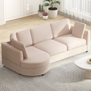Mjkone Modern Small Cloud Couch, Living Room Minimalist Sofa, L Shaped Couch with Chaise - 1 of 4