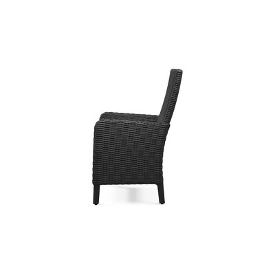 Gray Wicker Outdoor Arm Chairs with Cushions, Set of 2