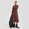 Women's Long Sleeve Twofer Midi A-Line Dress - A New Day™ Brown - 4 of 4