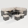 7 Piece Outdoor Sectional Sofa with Dining Table,Outdoor Sectional Dining Table Set,PE Rattan Outdoor Furniture with Dining Table with Ottoman - 3 of 4
