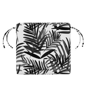 18" x 18" Outdoor Seat Cushion Cali Palm Black/White - Skyline Furniture: Removable Zippered Cover, Botanical Print - 1 of 4