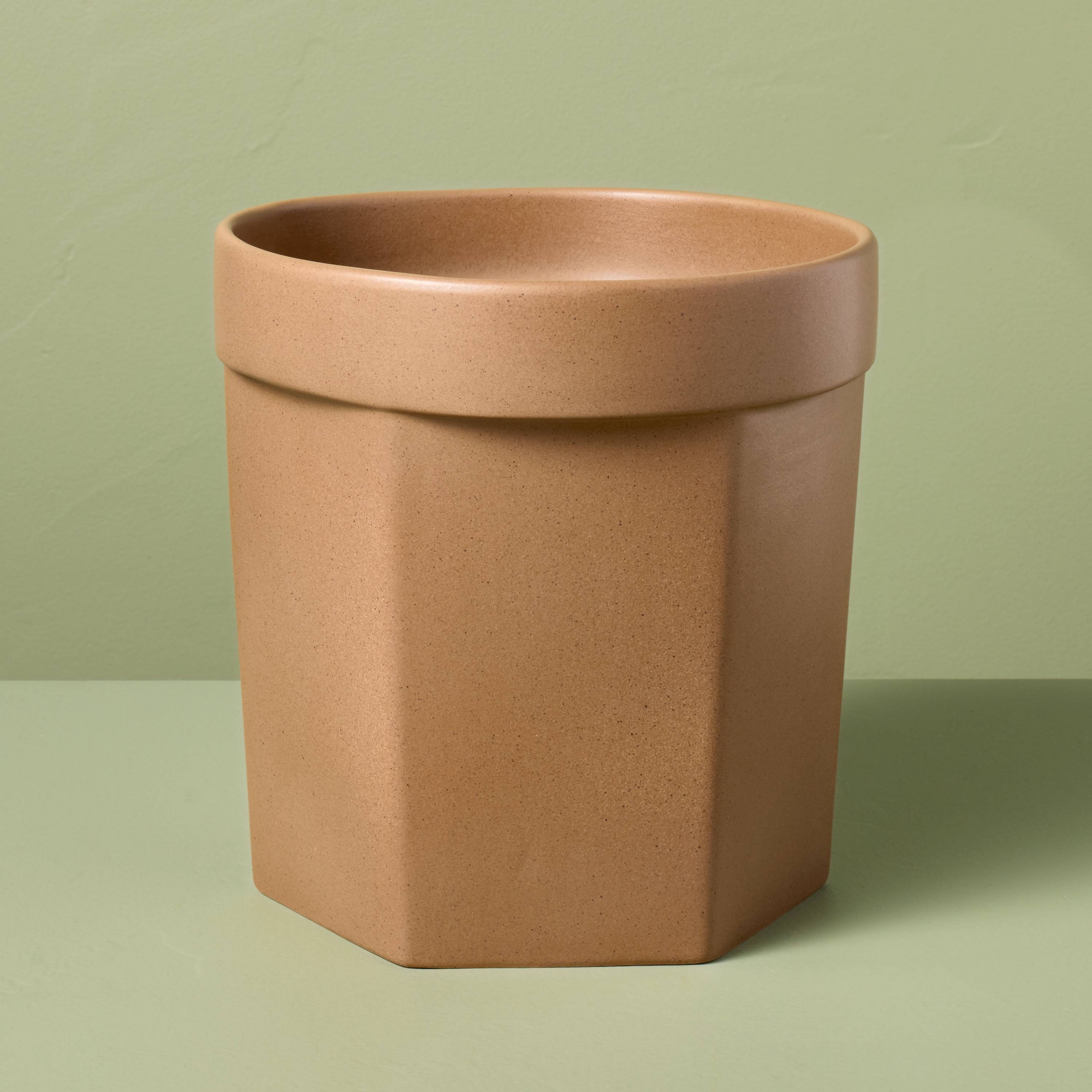 9" Carved Ceramic Planter Pot Macadamia Tan - Hearth & Hand™ with Magnolia