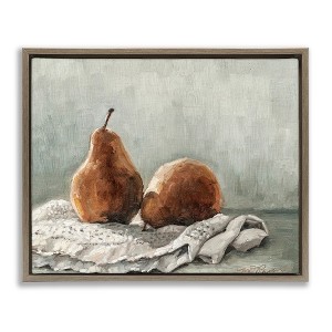 Stupell Industries Pears on Blanket Painting Floating Frame Canvas Art - 1 of 4