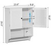 Sapphtopaz Modern Wall Mounted Bathroom Cabinet with Louvered Door&Open Shelf Wall Cabinet with Adjustable Shelves&Towel Bar Bathroom Cabinet - 2 of 4