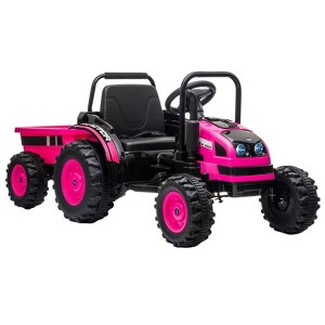 Ride Tractor for Kids, Tractor Ride On with Trailer, 12V Battery Powered Electric Tractor with Remote Control, 35W Dual Motors, Unload Button - 1 of 4