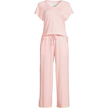 Lands' End Women's Cooling Pajama Set - Short Sleeve Top and Crop Pants