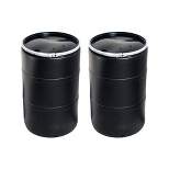 Active Aqua DRM58T 55 Gallon Drum Hydroponic Reservoir with Pre-Drilled Solid Locking Lid and Bolt Ring Closure, Black (2 Pack)