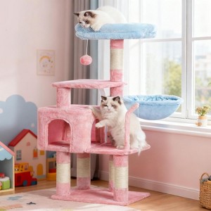 Cat Tower Condo for Indoor Cats, Cat House with Padded Plush Perch, Cozy Hammock - 1 of 4