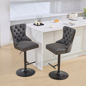 NicBex Swivel Bar Stools Set of 2 with Tufted Backrest,Bar Stools Adjustable Height from 27-35",Retro PU Stool Chair for Kitchen Island & Bar - 1 of 4