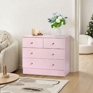 Karl Home 4-Drawer Pink Particle Board 25.98in. W Chest of Drawer - 1 of 4