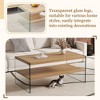 NicBex Double Layered Rectangular Coffee Table,MDF Table with Wooden Stickers and Transparent Tempered Glass for Dining Room, Garden, Wood - 2 of 4