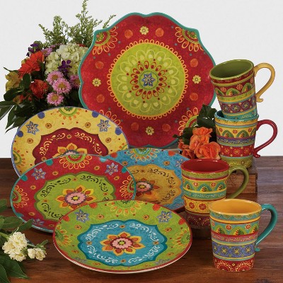 Tunisian Sunset 13.25-Inch Hand-Painted Ceramic Round Platter