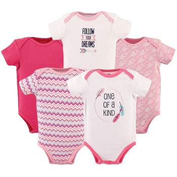 Hudson Baby Infant Girl Cotton Bodysuits 5pk, One Of A Kind