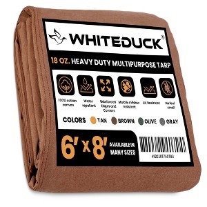 WHITEDUCK 6 x 8ft Heavy Duty Canvas Tarp, 18 oz Water-Resistant Cotton  with Reinforced Edges & Stainless Steel Grommets, Brown - 1 of 4