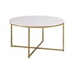NicBex Mid-Century Modern Coffee Table (Round or Rectangle) X-Shaped Metal Base & Faux Marble Top - 3 of 4