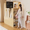 PAKASEPT 71'' Farmhouse Armoire Wardrobe Closet with Rattan, Wooden Wardrobe Storage Cabinet with 3 Doors, Hanging Rod, Vanity Mirror, Drawers - 4 of 4