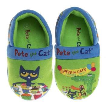 Pete The Cat Shoes -Toddler Girls Boys Slipper House Shoes- Kids Preschoolers Soft Aline Comfort Cool Groovy Cupcakes Birthday Party plush (Toddler)