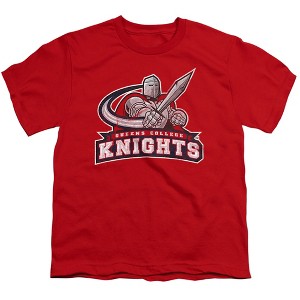 Queens College Distressed Primary Logo Kids T-Shirt For Youth Red - 1 of 4