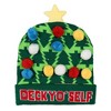 Seven Times Six Festive Holiday Novelty Adult Light Up Knit Beanie Pom Pom Hat Cap OSFM - 3 of 4
