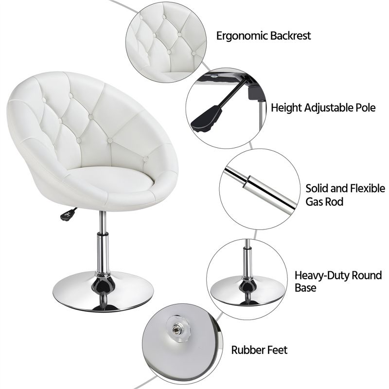 Yaheetech Height Adjustable Swivel Upholstered Round Accent Chair Barrel Chair, 5 of 10