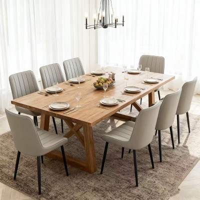 Homy Casa Set of 4 PU Leather Dining Chairs with Metal Legs for Kitchen, Dining Room, or Small Apartment, Beige