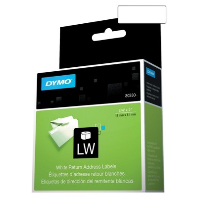 Dymo LabelWriter 400 Turbo Paper Rectangle Permanent Self-Adhesive Return Address Label, 3/4 x 2 Inches, White, pk of 500