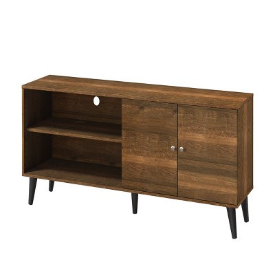 Syemin TV Stands and Consoles 63" TV Stand with Open Storage Shelves Entertainment Center and Industrial TV Console Table, Brown, 63"*15.2"*25.6"
