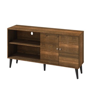 Syemin TV Stands and Consoles 63" TV Stand with Open Storage Shelves Entertainment Center and Industrial TV Console Table, Brown, 63"*15.2"*25.6" - 1 of 4