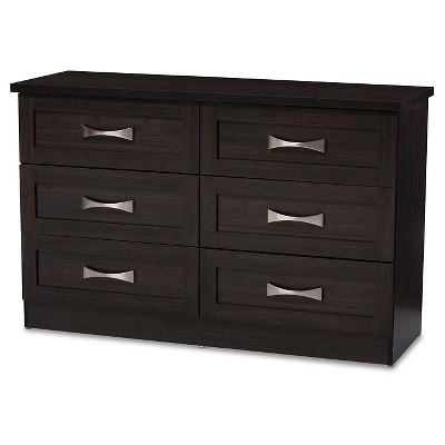 Colburn Modern and Contemporary 6 Drawer Wood Storage Dresser Dark Brown Finish - Baxton Studio