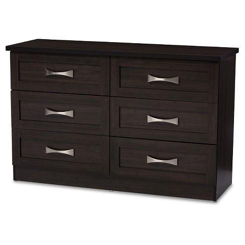 Colburn Modern And Contemporary 6 Drawer Wood Storage Dresser Dark Brown Finish Baxton Studio Target