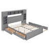 YOOCOZZ Queen Size Wooden Platform Bed with Trundle, Drawers, Cabinets, Shelves and Built-in Outlets - 4 of 4