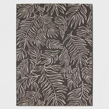 30" x 50" Leaves Outdoor Rug Black - Project 62™