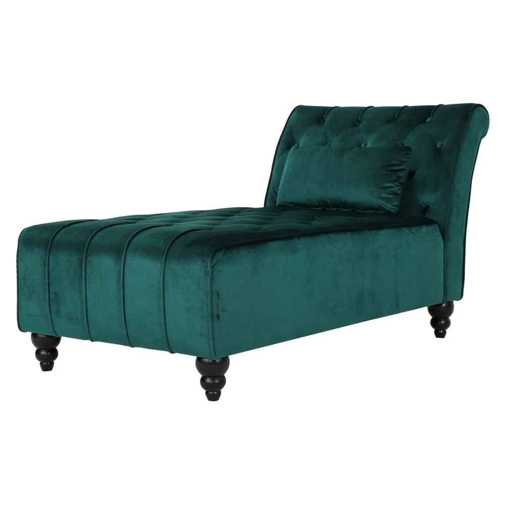 Photos - Chair Rubie New Velvet Chaise Lounge Dark Teal - Christopher Knight Home: Elegan