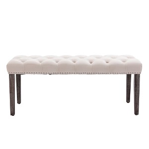 Gulches Faux Fur Storage Bench - Modern Pleated Design with Safety Hinge, Large Space & Metal Feet, Versatile for Living Room as Extra Seating - 1 of 4